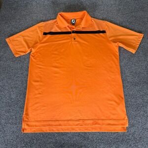 FootJoy Athletic‎ Fit Golf Polo Shirt Moisture Wicking Orange Black Mens Large